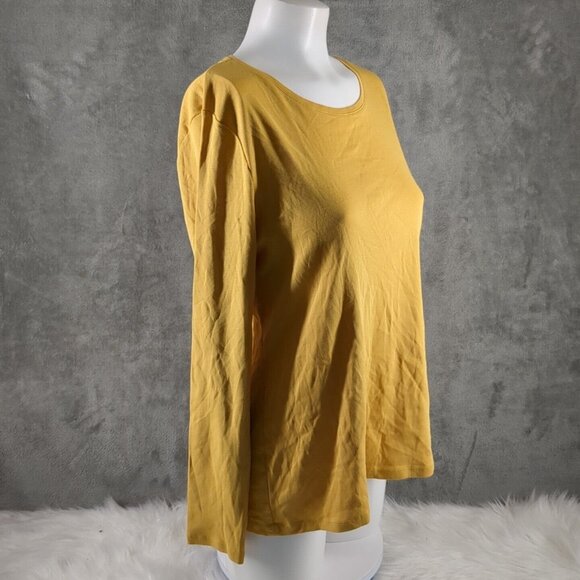NWT CHARTER CLUB Women Top L(12-14) 100% Pima Cotton Yellow Pullover - Picture 5 of 10